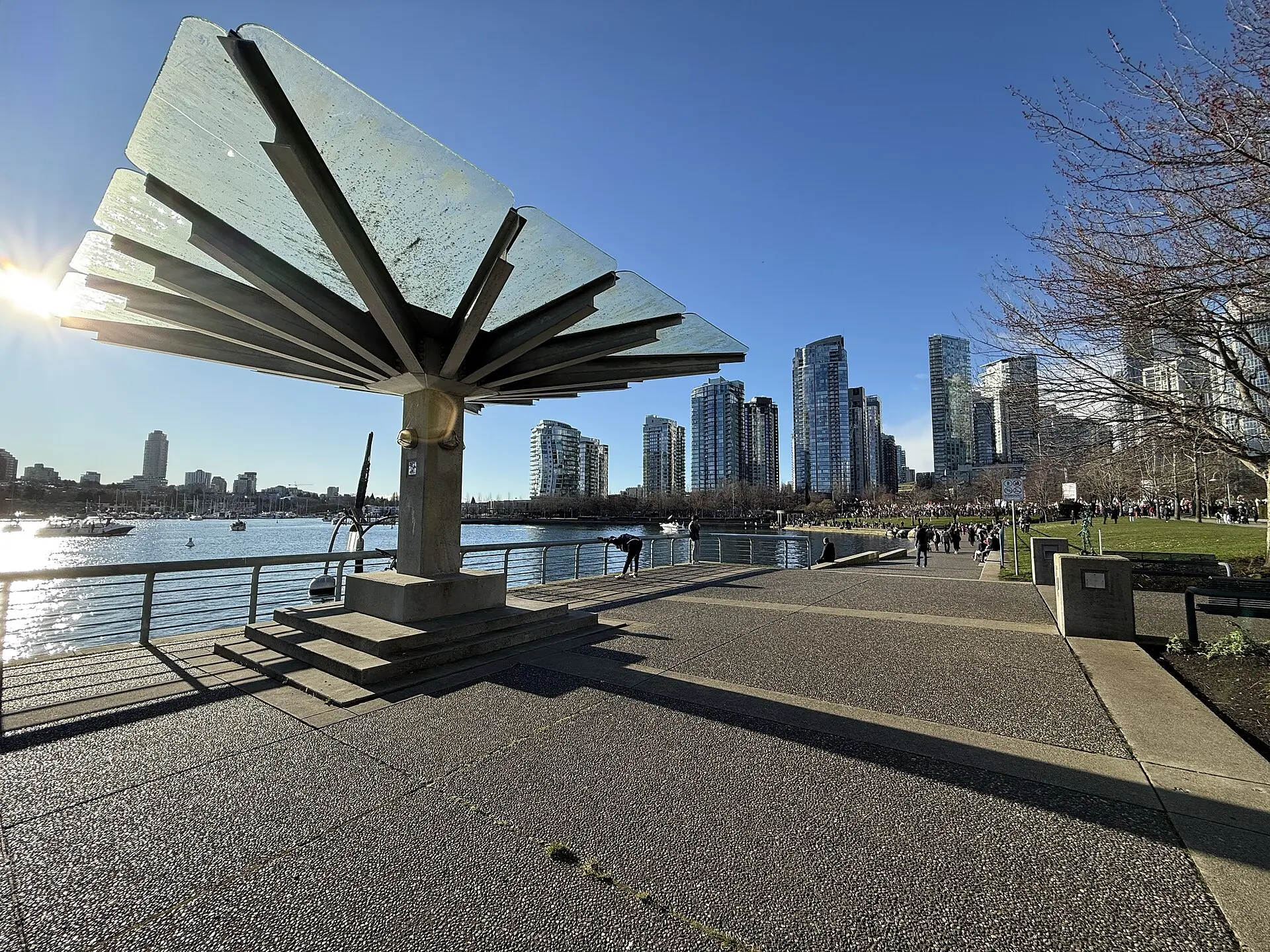 Vancouver waterfront walkway and residential towers in Yaletown