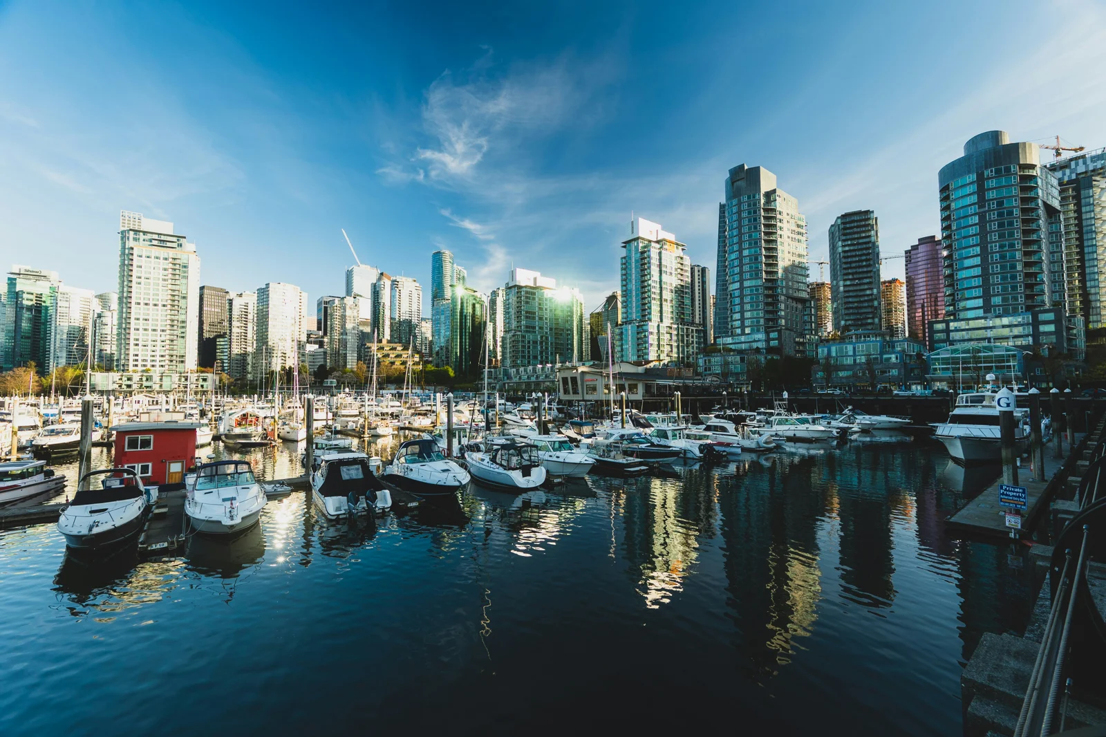 Coal Harbour marina and Vancouver waterfront towers